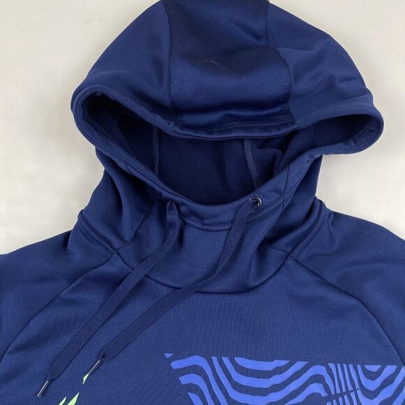 Nike Hoodie Sweatshirt Men’s M Dri Fit Navy Blue High Scuba Neck Zip Pocket - Picture 9 of 10